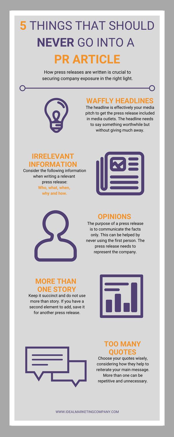 Pr Article Example 5 Things to Never Use in a PR Article | The Ideal Marketing Company